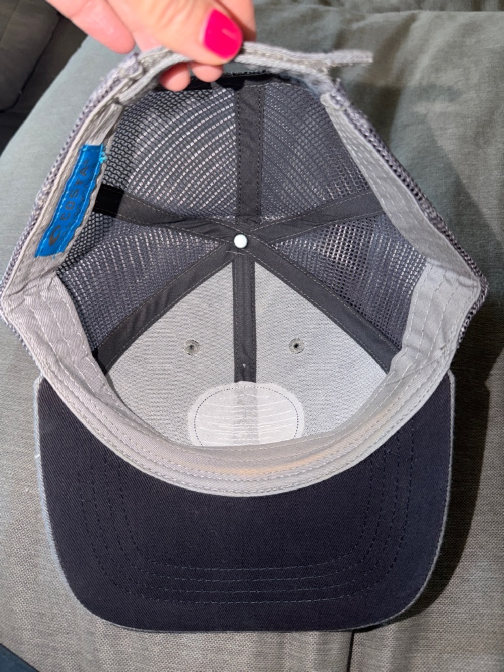 Costa Trucker Hat in Gray with Teal Patch - Picture 3 of 3
